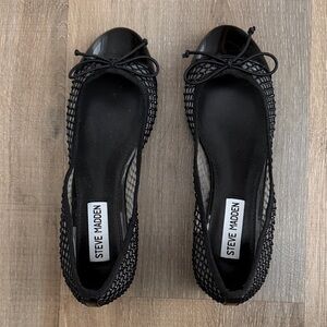 Steve Madden Black Mesh Loafers with Glossy Toe